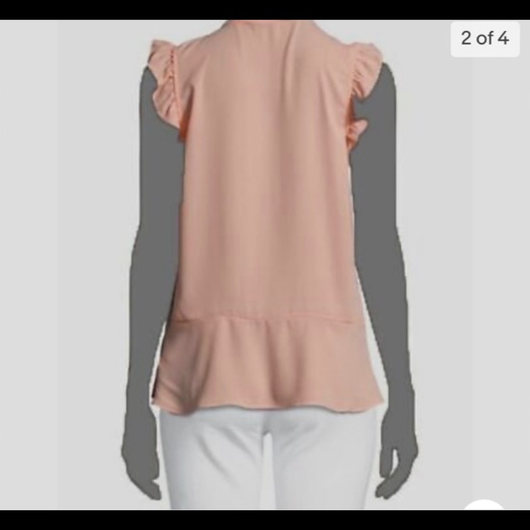 Michael Kors Ruffled Lace Up Top in “Dusty Coral” size medium - Picture 3 of 5